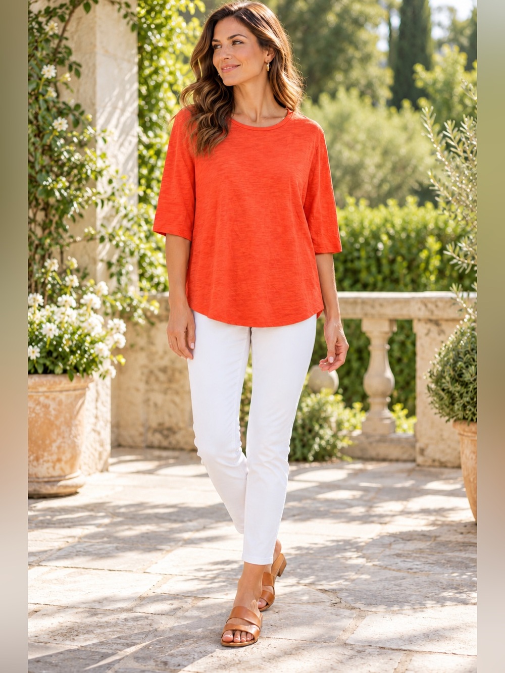 EILEEN FISHER Organic Cotton Crewneck Top L